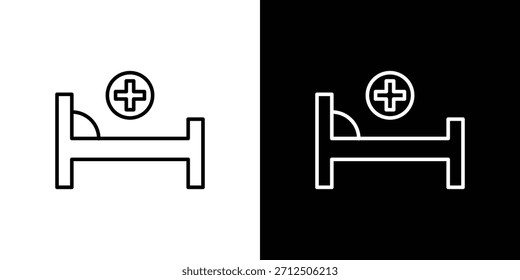 Ícone de cama de hospital em estilo linear simples.