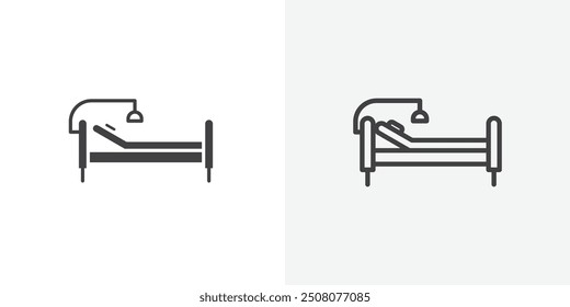 Hospital bed icon in solid and outlined style