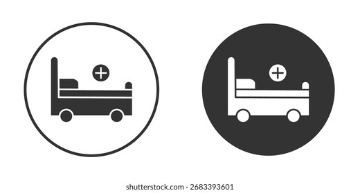 Hospital bed icon, symbol, Vector pictogram. Simple element illustration.