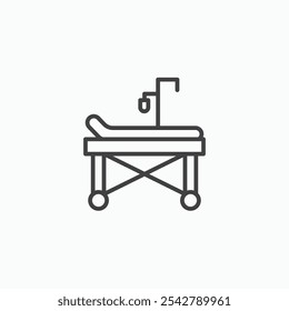 Hospital bed icon in thin outlined.