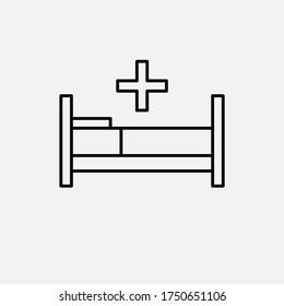 Hospital bed icon, vector design, line style, isolated in a gray background_