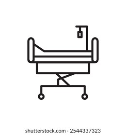 Hospital bed icon Vector flat thin line illustration