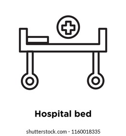 Hospital bed icon vector isolated on white background, Hospital bed transparent sign , sign and symbols in thin linear outline style
