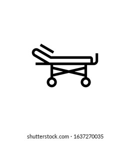 Hospital bed icon vector in linear, outline style, isolated on white background