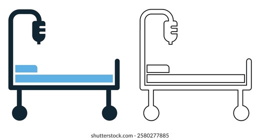 hospital bed icon vector, patient care, medical treatment and healthcare facilities, hospitals, clinics, emergency rooms and recovery centers, pictogram symbol ui and ux design, glyphs and stroke line