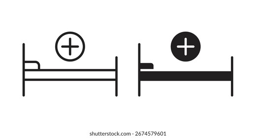 Hospital bed icon vector, sign and symbol for design, website or apps elements.