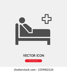 Hospital bed icon vector. Hospital bed symbol. Linear style sign for mobile concept and web design. Hospital bed symbol illustration. Pixel vector graphics - Vector.