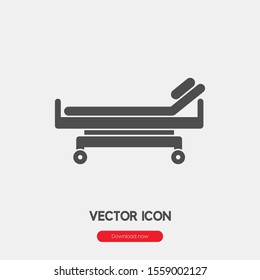 Hospital bed icon vector. Hospital bed symbol. Linear style sign for mobile concept and web design. Hospital bed symbol illustration. Pixel vector graphics - Vector.