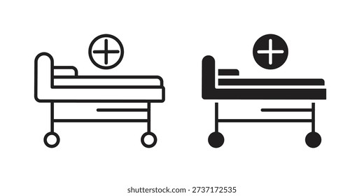 Hospital bed icon for web designs. editable pictogram.