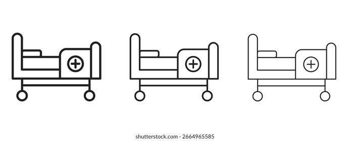 Hospital bed icon for Website or Apps Elements, Logo. Pixel vector graphics