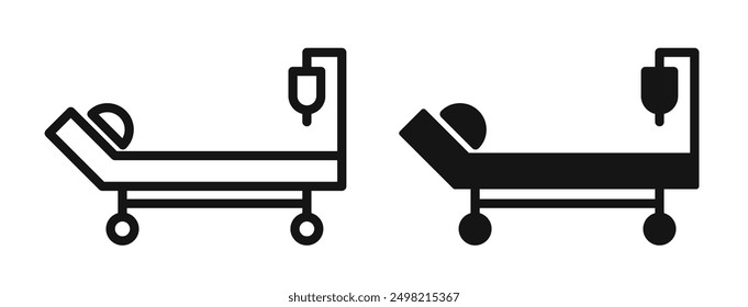 hospital bed iconicon vector collection in outlined and solid style