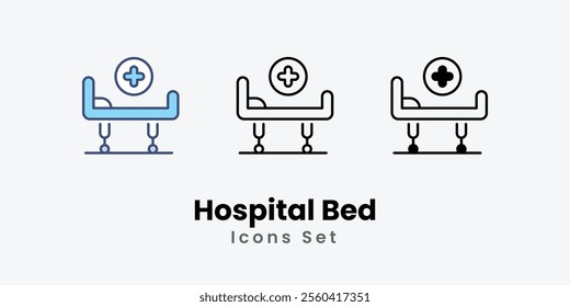 Hospital Bed icons in different style vector stock