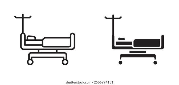 Hospital bed icons in outline and fill. vector illustration for ui.