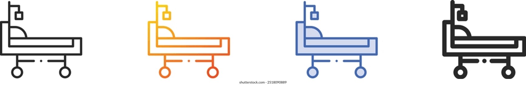 hospital bed icon.Thin Linear, Gradient, Blue Stroke and bold Style Design Isolated On White Background