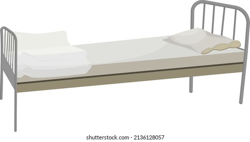Hospital bed, illustration, vector on a white background.