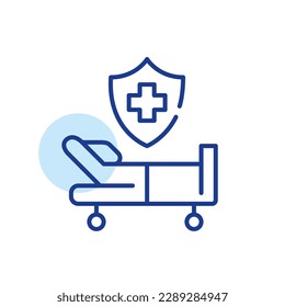 Hospital bed. Inpatient services covered by healthcare plan. Pixel perfect, editable stroke icon