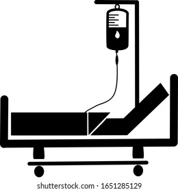 Hospital bed. Intensive care unit icon. Resuscitation, rehabilitation, hospital ward. Medicine concept. Vector illustration can be used for topics like healthcare, medical care, Chemotherapy