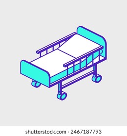 Hospital bed isometric vector icon illustration