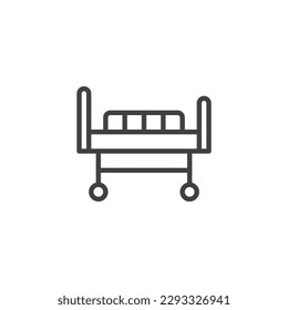 Hospital bed line icon. linear style sign for mobile concept and web design. Medical stretcher bed outline vector icon. Symbol, logo illustration. Vector graphics