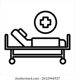 Hospital Bed Line Icon Vector Illustration