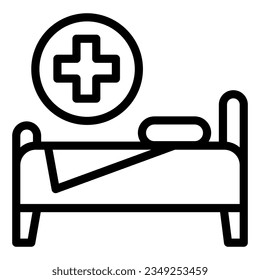 Hospital bed line icon. Hospital ward vector illustration isolated on white. Rehabilitation outline style designed for and app.