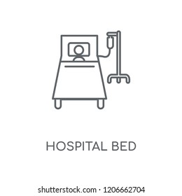 Hospital bed linear icon. Hospital bed concept stroke symbol design. Thin graphic elements vector illustration, outline pattern on a white background, eps 10.