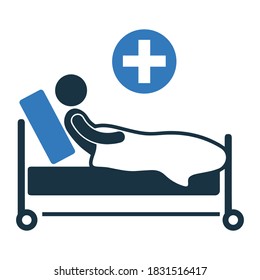 Hospital Bed, Medical Care, Medical Treatment, Patient Icon. Vector Graphics