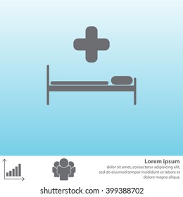 hospital bed and medical cross icon