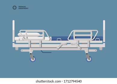 Hospital bed. Medical equipment for transporting patients. Isolated image. Vector illustration