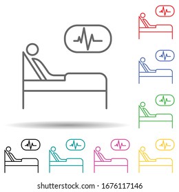 Das Hospital-Bett-Symbol mit mehreren Farben. Einfache dünne Linie, Vektorillustration von medizinischen Symbolen für i und ux, Website oder mobile Applikationen