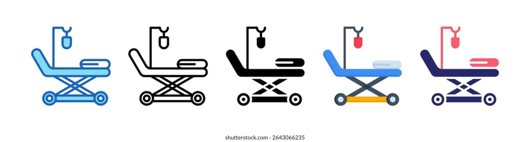 Hospital Bed Multiple Style Icon Set Collection.