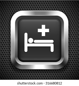 Hospital Bed on Black Square Button