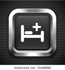 Hospital Bed on Black Square Button