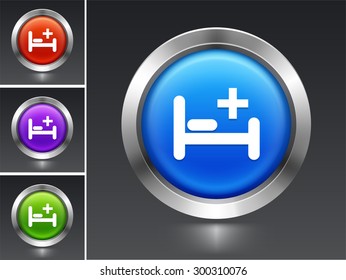Hospital Bed on Blue Round Button