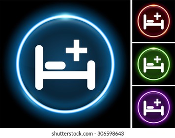 Hospital Bed on Glow Round Button