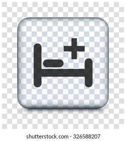 Hospital Bed on Transparent Square Button