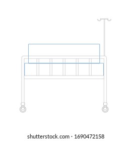 hospital bed on white background