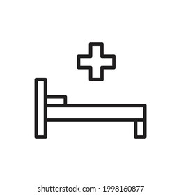 Hospital Bed Outline Icon Vector Illustration