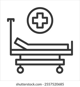 Hospital Bed Outline Icon Vector Illustration