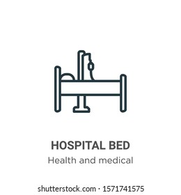 Hospital bed outline vector icon. Thin line black hospital bed icon, flat vector simple element illustration from editable health and medical concept isolated on white background