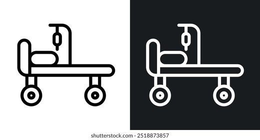 Hospital cama delineado ícone vetor coleção.