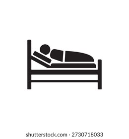 Hospital Bed Patient Black Vector Icon Inpatient Care 