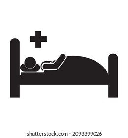 Hospital bed with a patient. Resuscitation. Medical care vector icon