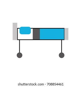 hospital bed with pillow and wheels
