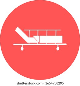 Hospital bed in red circle Icon. Examination bed icon. 