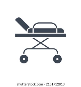 Hospital bed related vector glyph icon. Hospital bed sign. Isolated on white background. Editable vector illustration