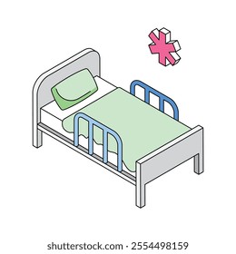 Hospital bed representing patient care and rest areas