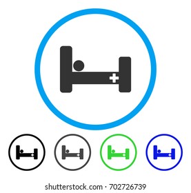Hospital Bed rounded icon. Vector illustration style is a flat iconic symbol inside a circle, black, grey, blue, green versions. Designed for web and software interfaces.