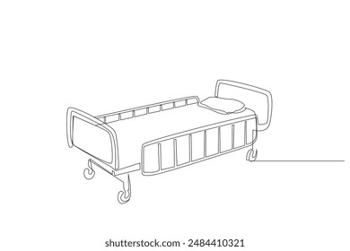 Krankenhaus Bett Service Objekt Niemand Gesundheit One Line Art Design Vektorgrafik