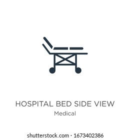 Hospital bed side view icon vector. Trendy flat hospital bed side view icon from medical collection isolated on white background. Vector illustration can be used for web and mobile graphic design, 